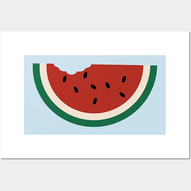 cute summer watermelon slice with a bite Wall Art by opptop